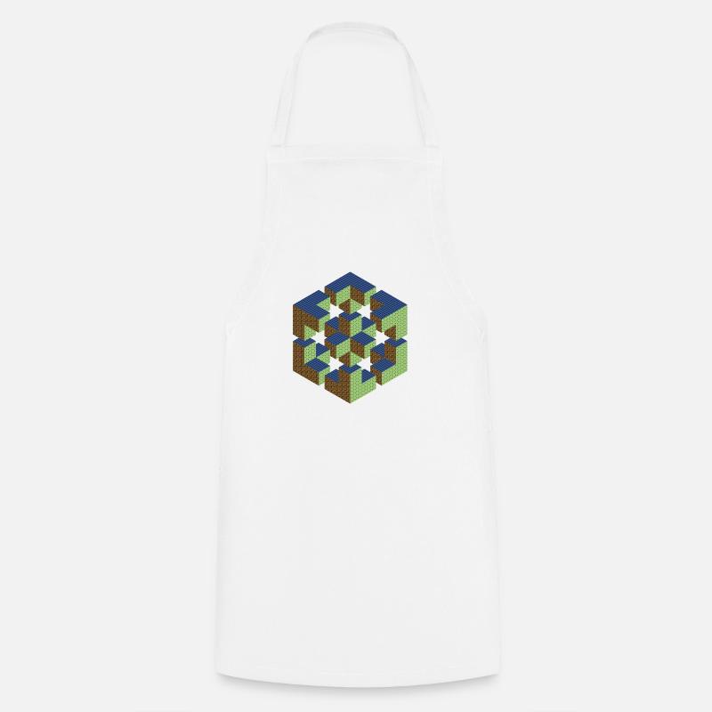 Figure impossible imagination géométrie cube Escher - Tablier de cuisine - blanc