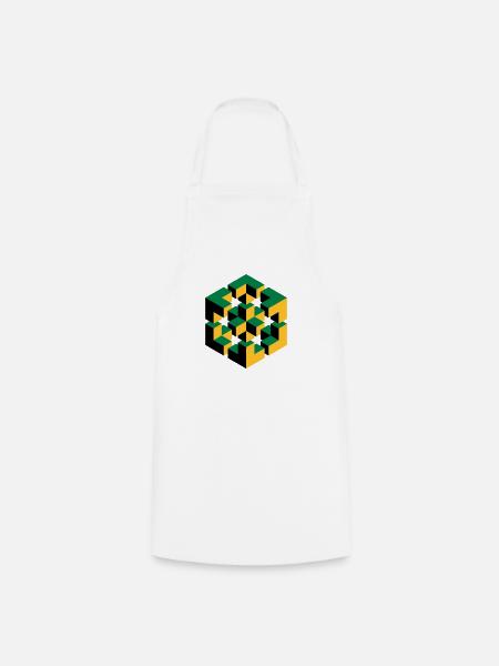 impossible figure Escher cube geometry fantasy - Cooking Apron - white