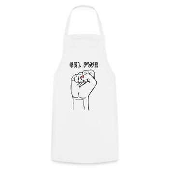 girl power fist - Cooking Apron - white - Front - AI Model Male 185 dark (185cm)