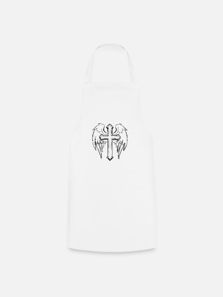 Tattoo with cross and wings - Cooking Apron - white