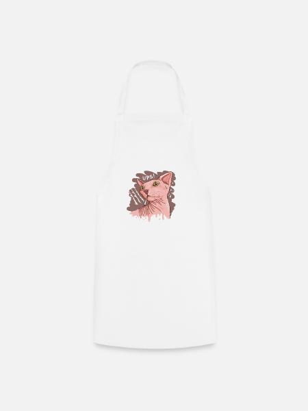 Sphynx Katze mit Zigarette - Kochschürze - Weiß
