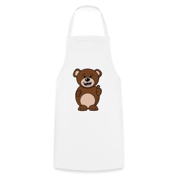 Bruno Ours Heureux - Orange - Tablier de cuisine - blanc - Devant - AI Model Male 185 dark (185cm)
