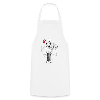 Cartoon bride and groom heart bride groom wedding marriage - Cooking Apron - white - Front - AI Model Male 185 dark (185cm)