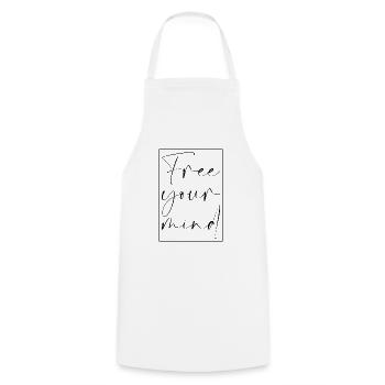 Free your Mind Saying Writing Spirit Freedom - Cooking Apron - white - Front - AI Model Male 185 dark (185cm)