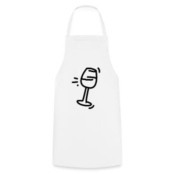 tilting wine glass (black) - Cooking Apron - white - Front - AI Model Male 185 dark (185cm)