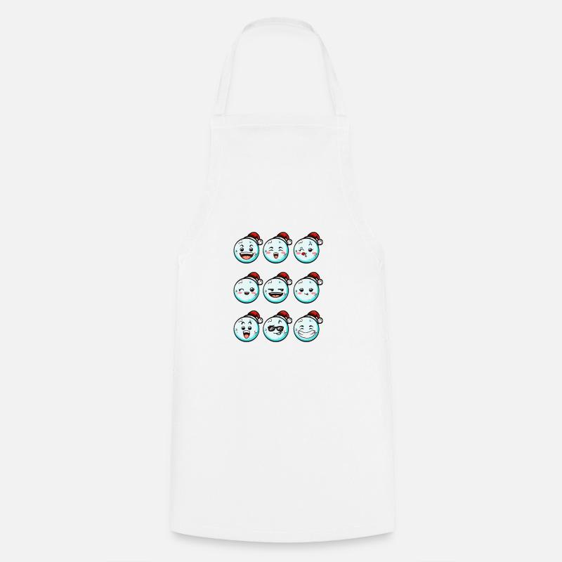 9 boules de neige avec chapeau de Noël - Tablier de cuisine - blanc