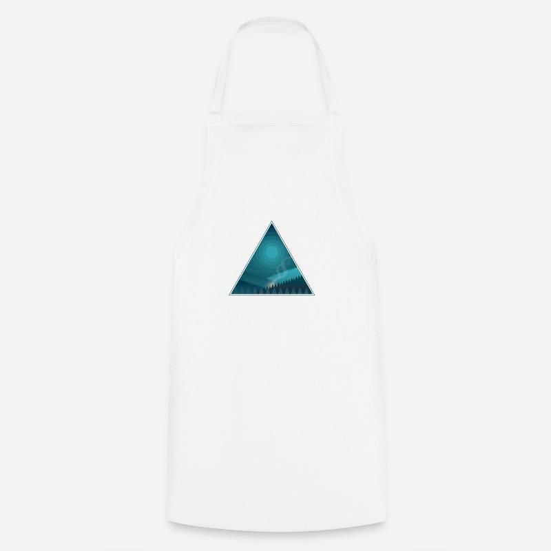 Triangle night campfire at full moon in the forest - Cooking Apron - white
