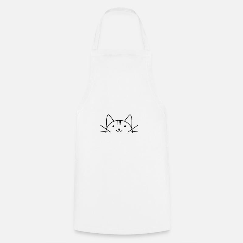 Sweet cat's head comic style - Cooking Apron - white