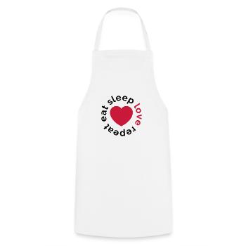 manger sommeil amour répéter - Tablier de cuisine - blanc - Devant - AI Model Male 185 dark (185cm)