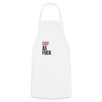 GAY comme f * ck - Tablier de cuisine - blanc - Devant - AI Model Male 185 dark (185cm)
