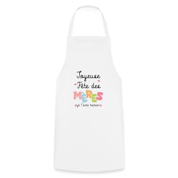 joyeuse fete des mères je t aime maman - Tablier de cuisine - blanc - Devant - AI Model Male 185 dark (185cm)