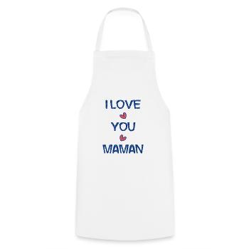 BONNE FÊTE MAMAN. MAMAN. FÊTE DES MÈRES. COEUR - Tablier de cuisine - blanc - Devant - AI Model Male 185 dark (185cm)