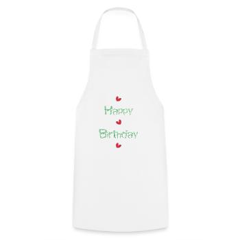 HAPPY BIRTHDAY. JOYEUX ANNIVERSAIRE. ANNIVERSAIRE. - Tablier de cuisine - blanc - Devant - AI Model Male 185 dark (185cm)