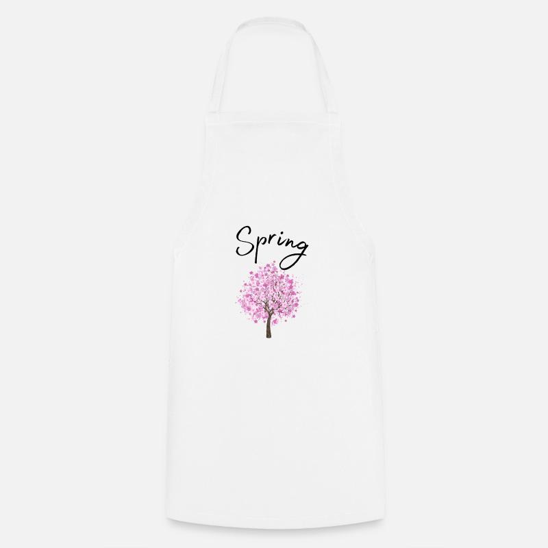 Printemps | Printemps | Arbre | Fleurs | Soleil - Tablier de cuisine - blanc