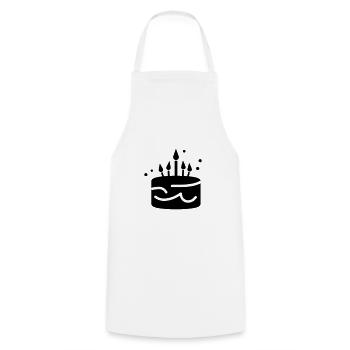 Birthday cake - Cooking Apron - white - Front - AI Model Male 185 dark (185cm)