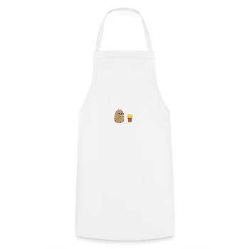 kartoffel isst pommes - Kochschürze - Weiß - Vorne - AI Model Male 185 dark (185cm)