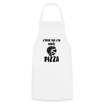Je peux pas j'ai soirée pizza - Tablier de cuisine - blanc - Devant - AI Model Male 185 dark (185cm)