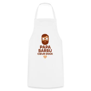 Papa barbu, cœur doux cadeau fête des pères Noël - Tablier de cuisine - blanc - Devant - AI Model Male 185 dark (185cm)