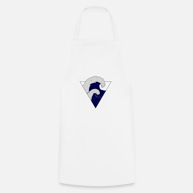 Vague Ocean Wave Illustration - Cooking Apron - white