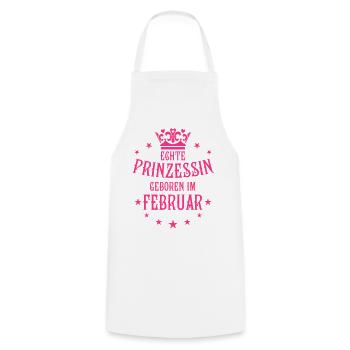 02 Echte Prinzessin geboren im Februar Krone - Kochschürze - Weiß - Vorne - AI Model Male 185 dark (185cm)