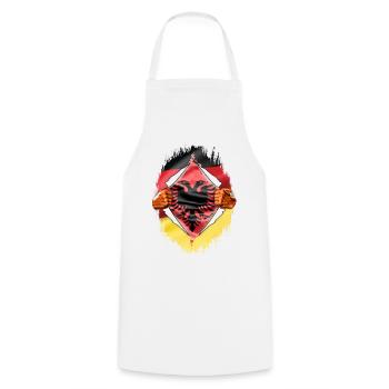 Albanaise, albanais de cœur - Tablier de cuisine - blanc - Devant - AI Model Male 185 dark (185cm)