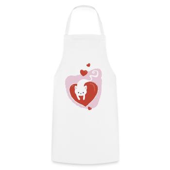 Chat d'amour blanc - Tablier de cuisine - blanc - Devant - AI Model Male 185 dark (185cm)