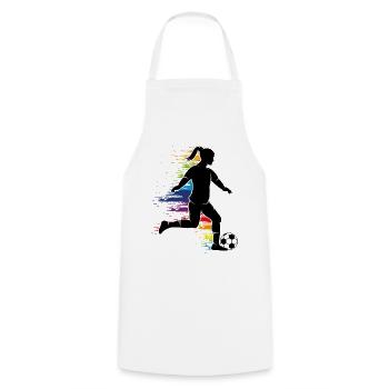 Footballer silhouette with colorful graffiti - Cooking Apron - white - Front - AI Model Male 185 dark (185cm)