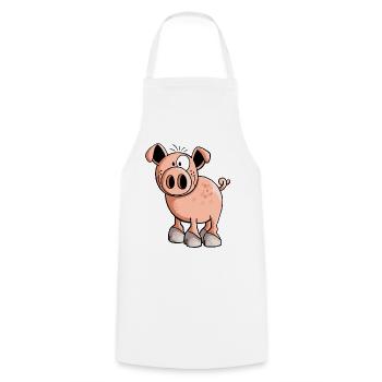 Pink Pig - Cartoon - Piglet - Gift - Cooking Apron - white - Front - AI Model Male 185 dark (185cm)