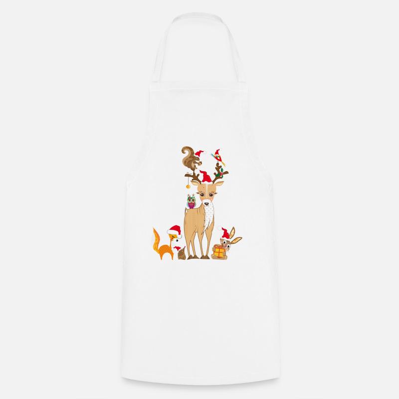 Noël rencontre d’animaux de la forêt mignons - Tablier de cuisine - blanc