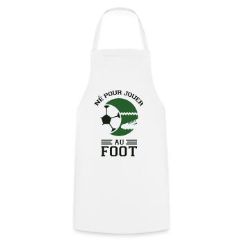 Né pour jouer au foot - Tablier de cuisine - blanc - Devant - AI Model Male 185 dark (185cm)
