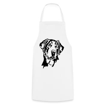 Large Swiss Mountain Dog Head - Cooking Apron - white - Front - AI Model Male 185 dark (185cm)