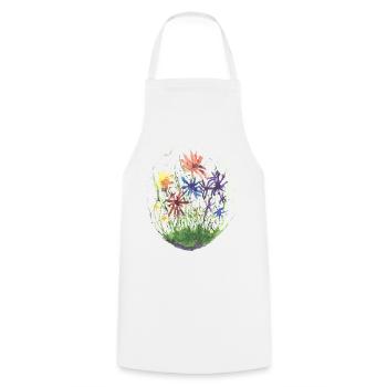 Flowers akvarell - Cooking Apron - white - Front - AI Model Male 185 dark (185cm)