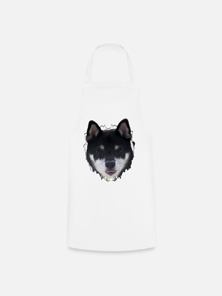 Night Dog Face Design - Cooking Apron - white