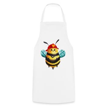 Chef des pompiers Bee : Héros des pompiers - Tablier de cuisine - blanc - Devant - AI Model Male 185 dark (185cm)