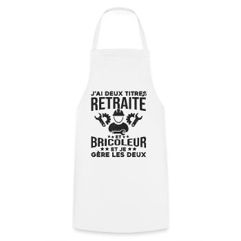 Retraité et bricoleur - Tablier de cuisine - blanc - Devant - AI Model Male 185 dark (185cm)