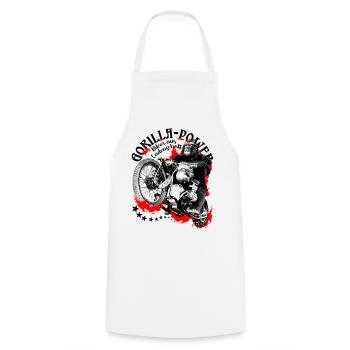 Gorilla-Power, Biker aus Leidenschaft - Kochschürze - Weiß - Vorne - AI Model Male 185 dark (185cm)