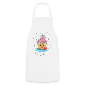 Cupcake Muffin Kuchen als Braut - Kochschürze - Weiß - Vorne - AI Model Male 185 dark (185cm)