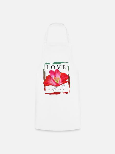 Rote Mohnblume Herz Love Matters Spruch über Liebe - Forklæde - hvid