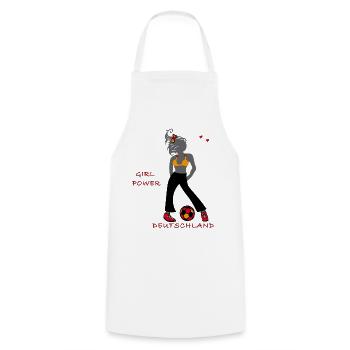 Girlpower, Fußball - Kochschürze - Weiß - Vorne - AI Model Male 185 dark (185cm)