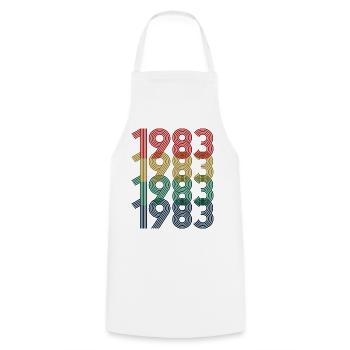 Cool Retro 1983, 40 ans, cadeau de 40e anniversaire - Tablier de cuisine - blanc - Devant - AI Model Male 185 dark (185cm)