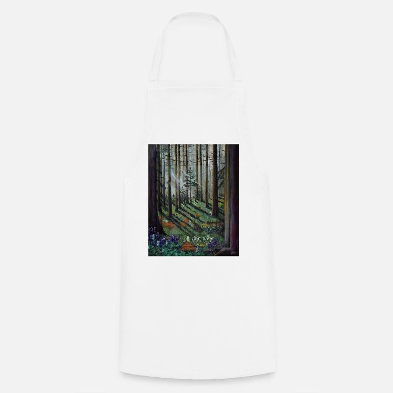 Enchanted Forest Sunbeams Illustration - Cooking Apron - white