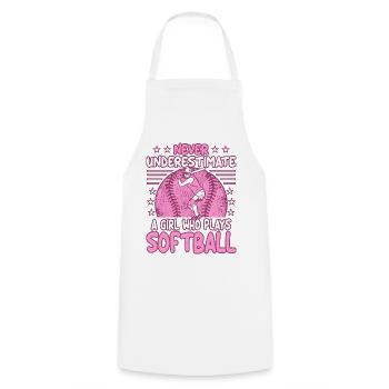 Never Underestimate a girl who plays Softball - Cooking Apron - white - Front - AI Model Male 185 dark (185cm)