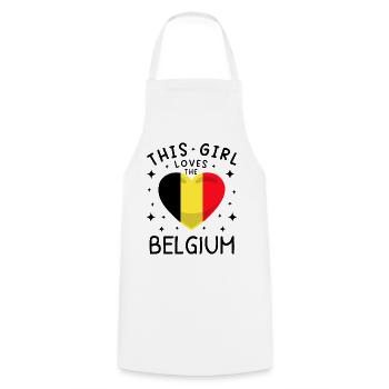 Belgique Flag Vintage Belgian Flag Used Look - Tablier de cuisine - blanc - Devant - AI Model Male 185 dark (185cm)