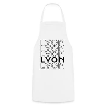 Lyon France Fra Typographie - Tablier de cuisine - blanc - Devant - AI Model Male 185 dark (185cm)
