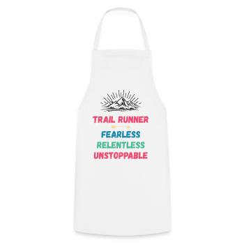 Coureur de trail - Intrépide. Implacable. Imparable. - Tablier de cuisine - blanc - Devant - AI Model Male 185 dark (185cm)