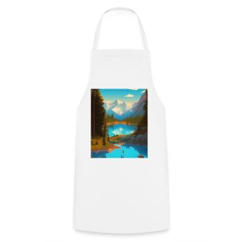 Paysage nature forêt - Tablier de cuisine - blanc - Devant - AI Model Male 185 dark (185cm)