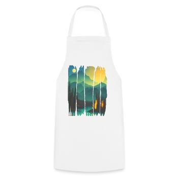 Paysage Feu de camp Forêt - Tablier de cuisine - blanc - Devant - AI Model Male 185 dark (185cm)