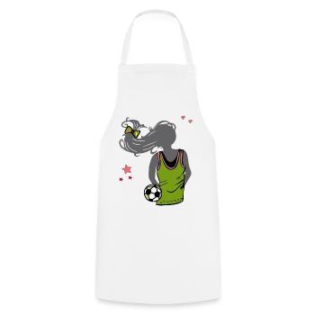 Women's Football, Football, Girl - Cooking Apron - white - Front - AI Model Male 185 dark (185cm)