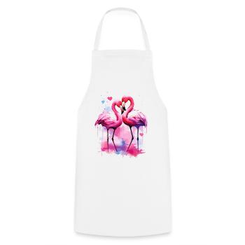Flamingo Amour Couple Couple Romantique Coeur J’Aime - Tablier de cuisine - blanc - Devant - AI Model Male 185 dark (185cm)
