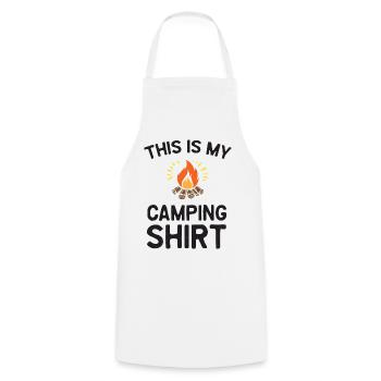 Ceci est ma chemise de camping - Tablier de cuisine - blanc - Devant - AI Model Male 185 dark (185cm)